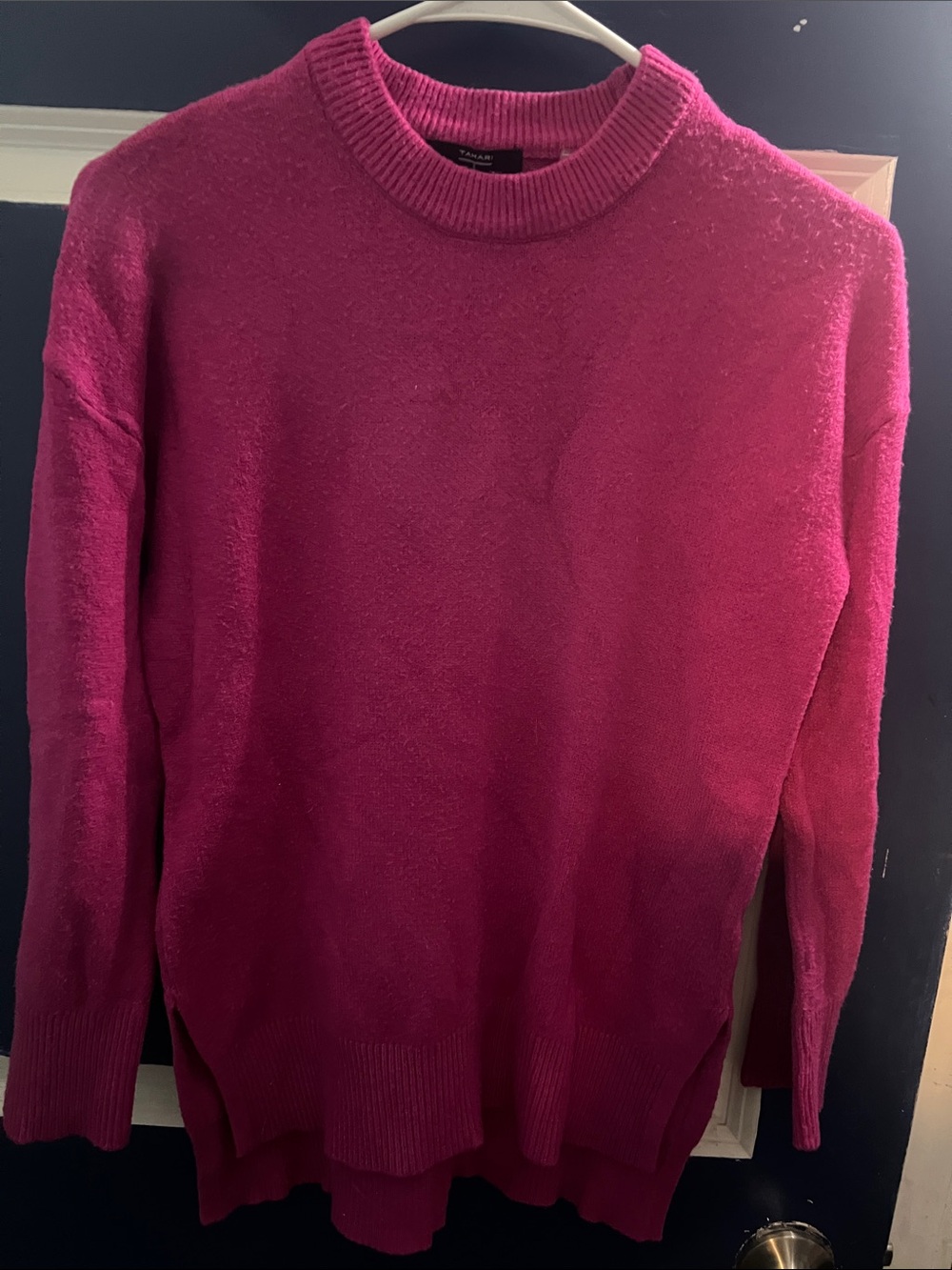 Tahari Women's Crewneck Sweater in Fuchsia Pink